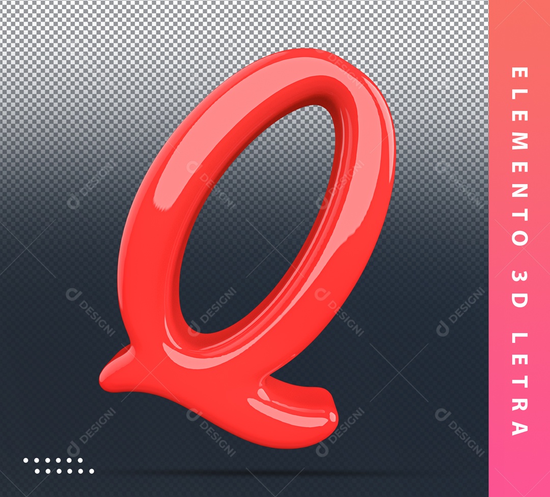 Elemento 3D De Letra Q Vermelho Alfabeto Para Composição PSD