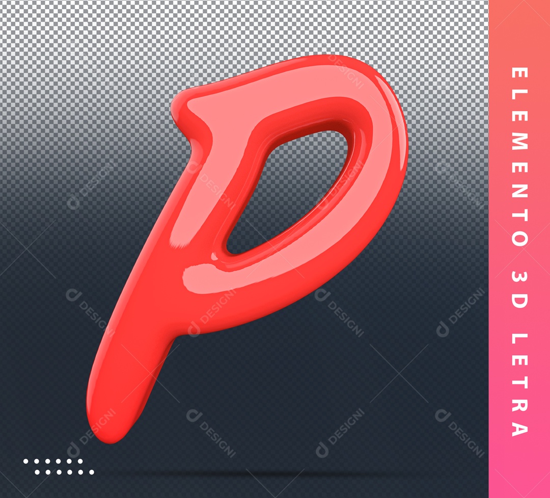 Elemento 3D De Letra P Vermelho Alfabeto Para Composição PSD