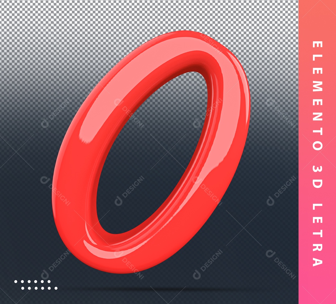 Elemento 3D De Letra O Vermelho Alfabeto Para Composição PSD