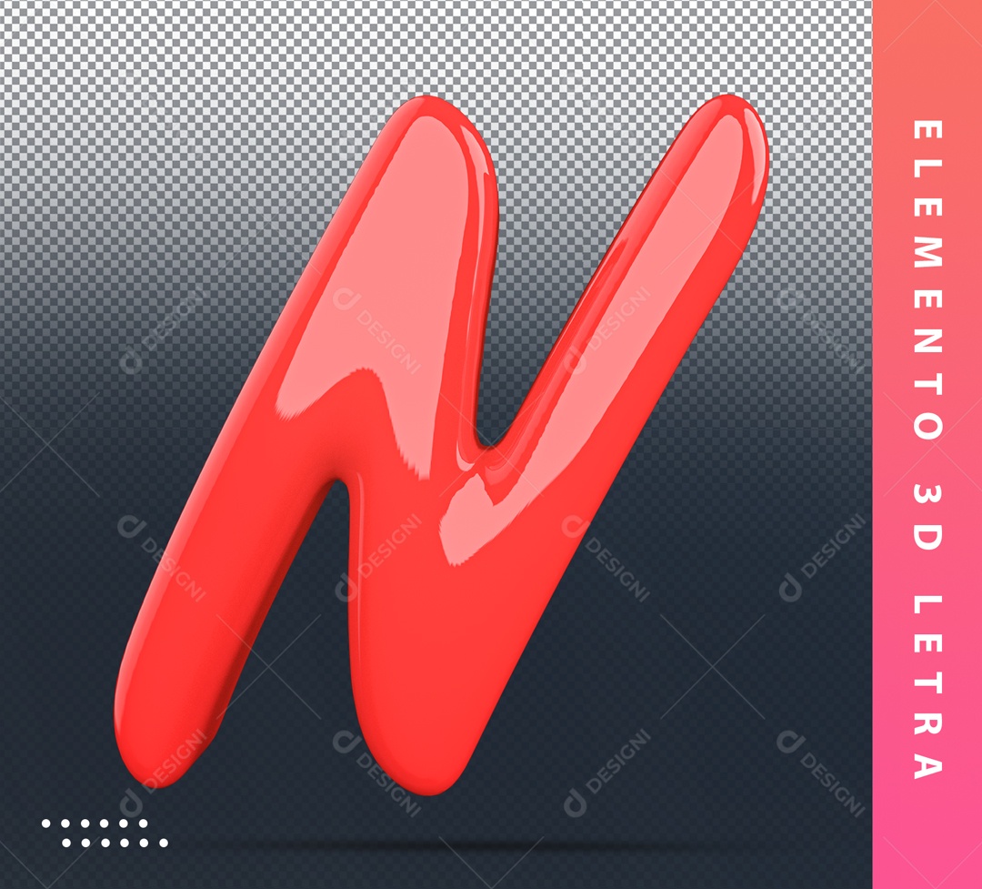 Elemento 3D De Letra N Vermelho Alfabeto Para Composição PSD