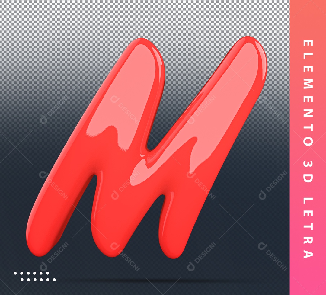 Elemento 3D De Letra M Vermelho Alfabeto Para Composição PSD