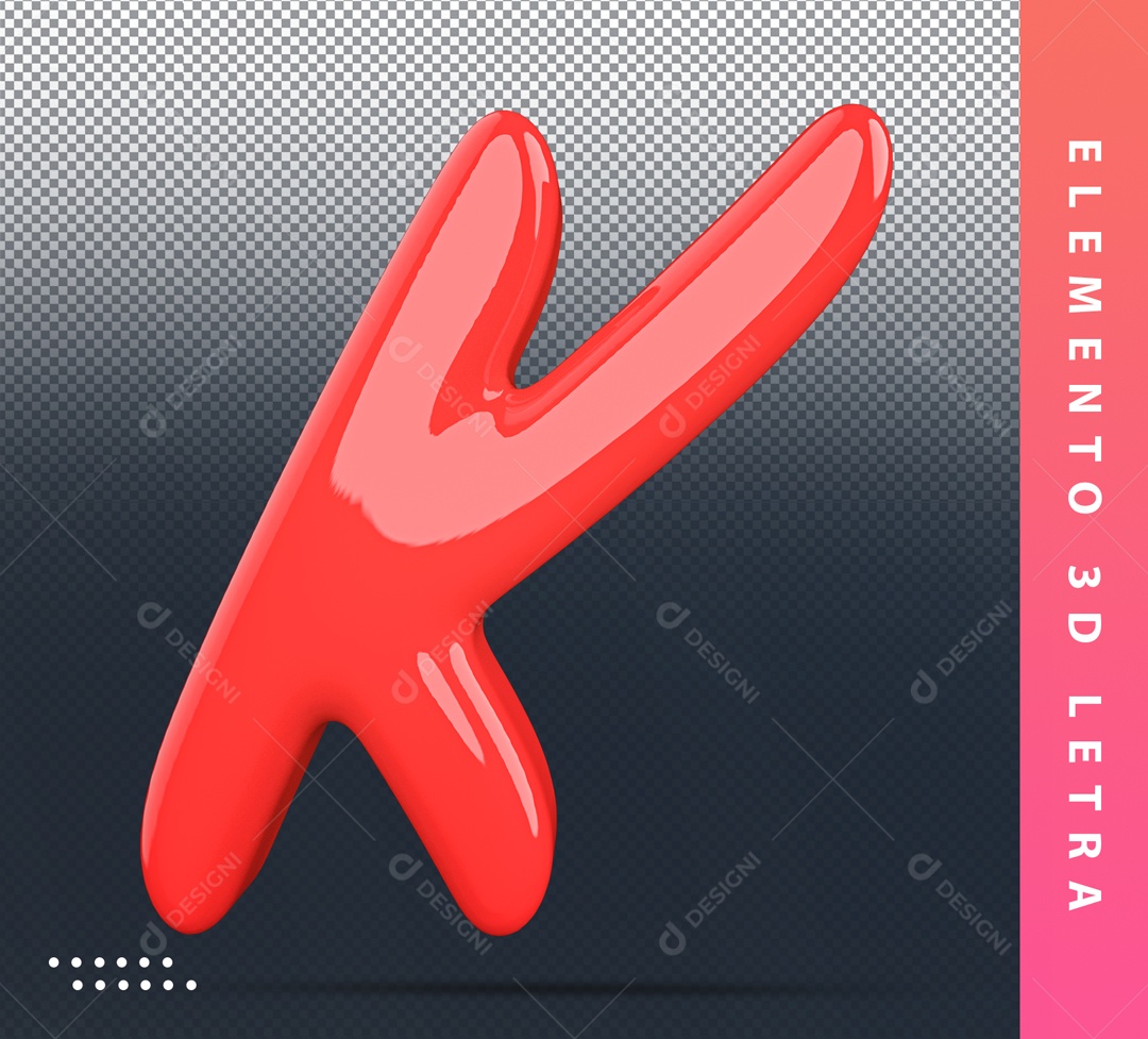 Elemento 3D De Letra K Vermelho Alfabeto Para Composição PSD