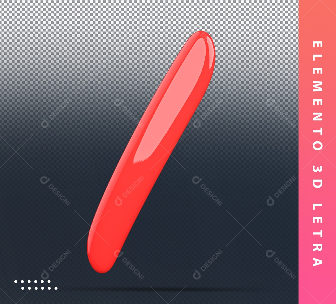 Elemento 3D De Letra I Vermelho Alfabeto Para Composição PSD