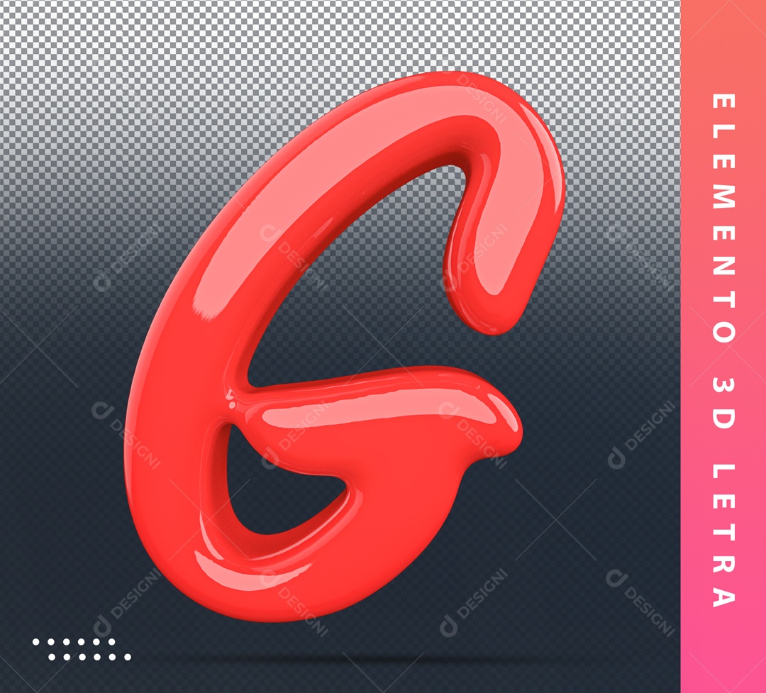 Elemento 3D De Letra G Vermelho Alfabeto Para Composição PSD
