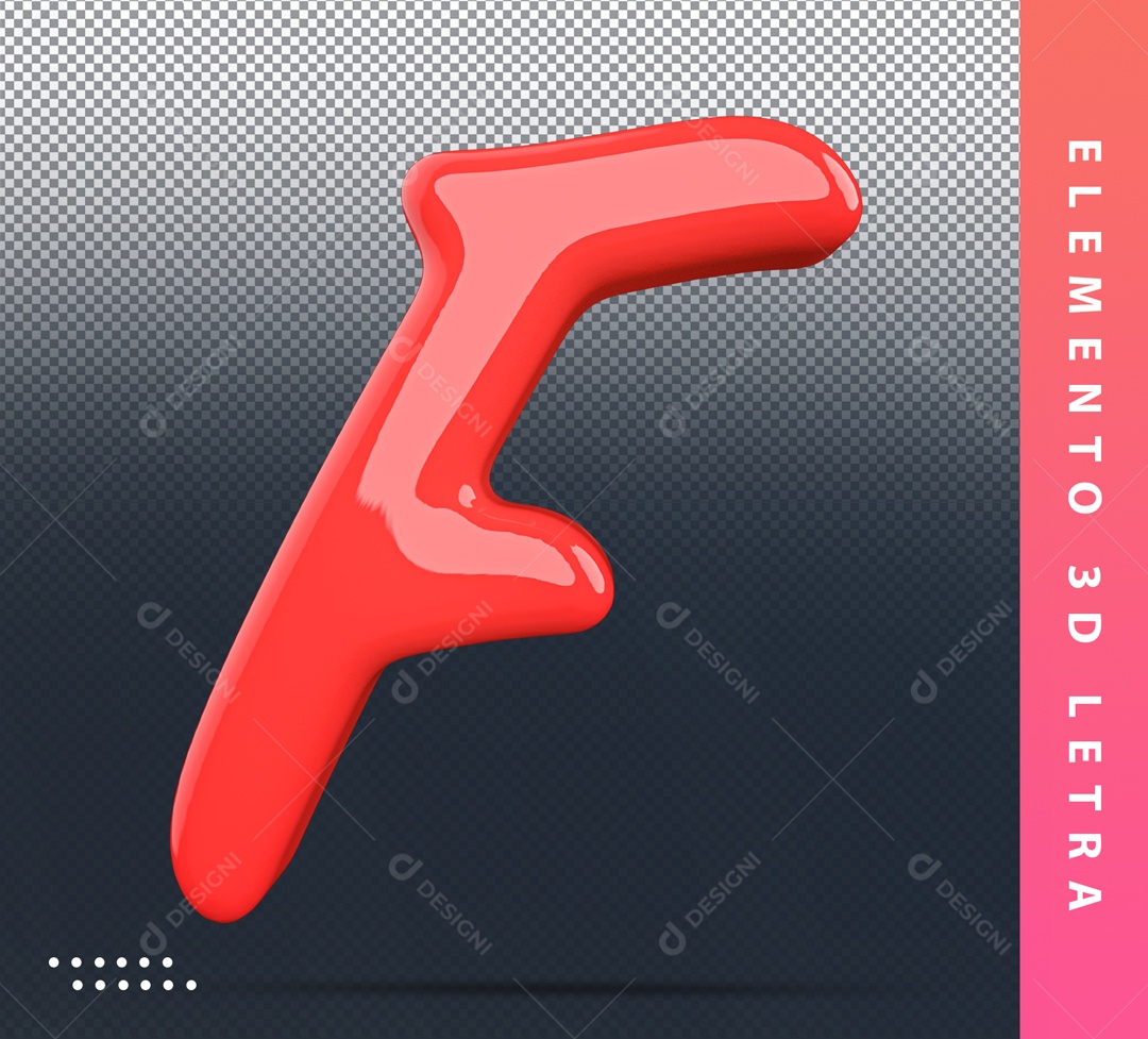 Elemento 3D De Letra F Vermelho Alfabeto Para Composição PSD