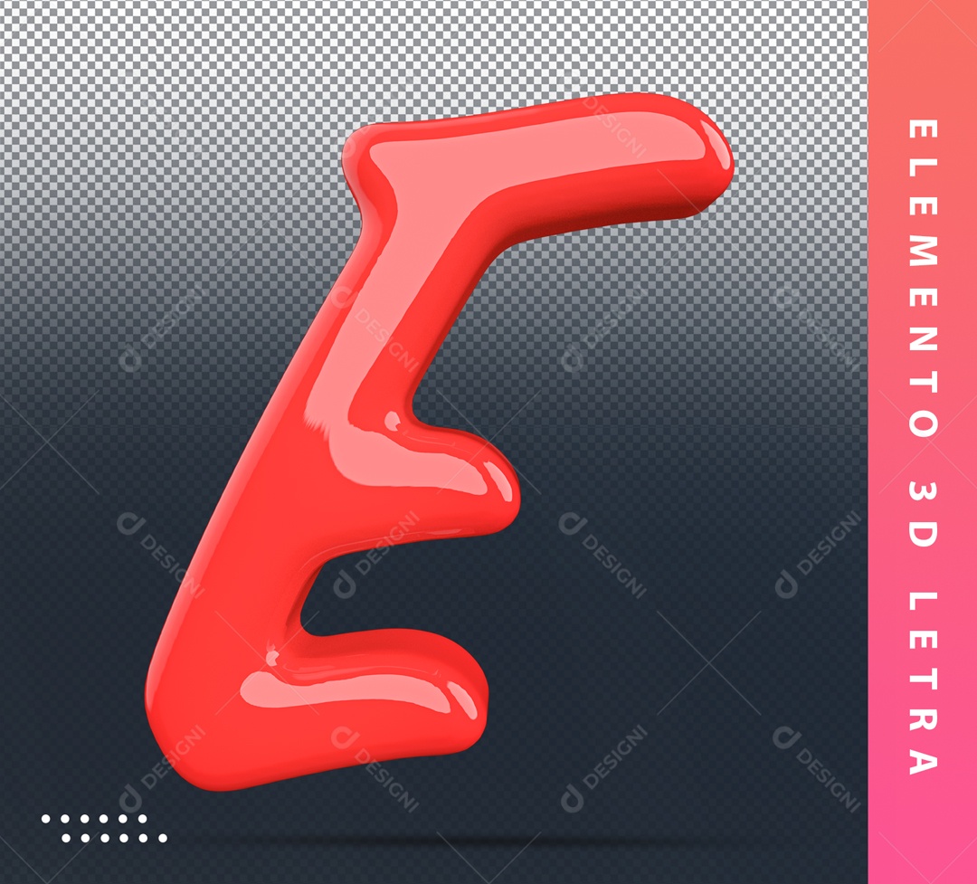 Elemento 3D De Letra E Vermelho Alfabeto Para Composição PSD
