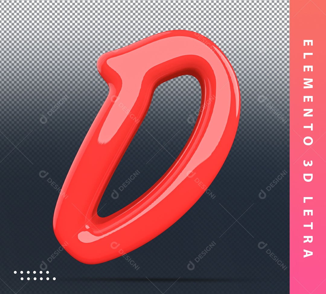 Elemento 3D De Letra D Vermelho Alfabeto Para Composição PSD