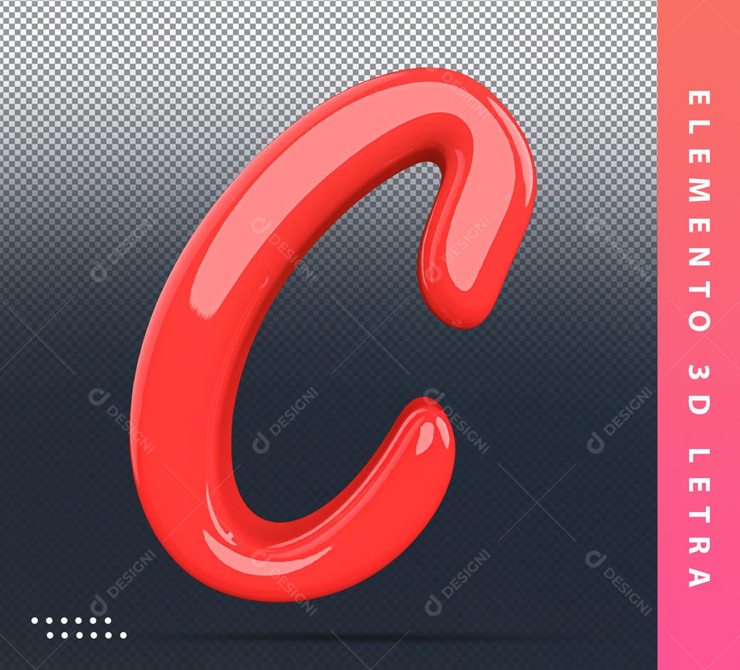 Elemento 3D De Letra C Vermelho Alfabeto Para Composição PSD