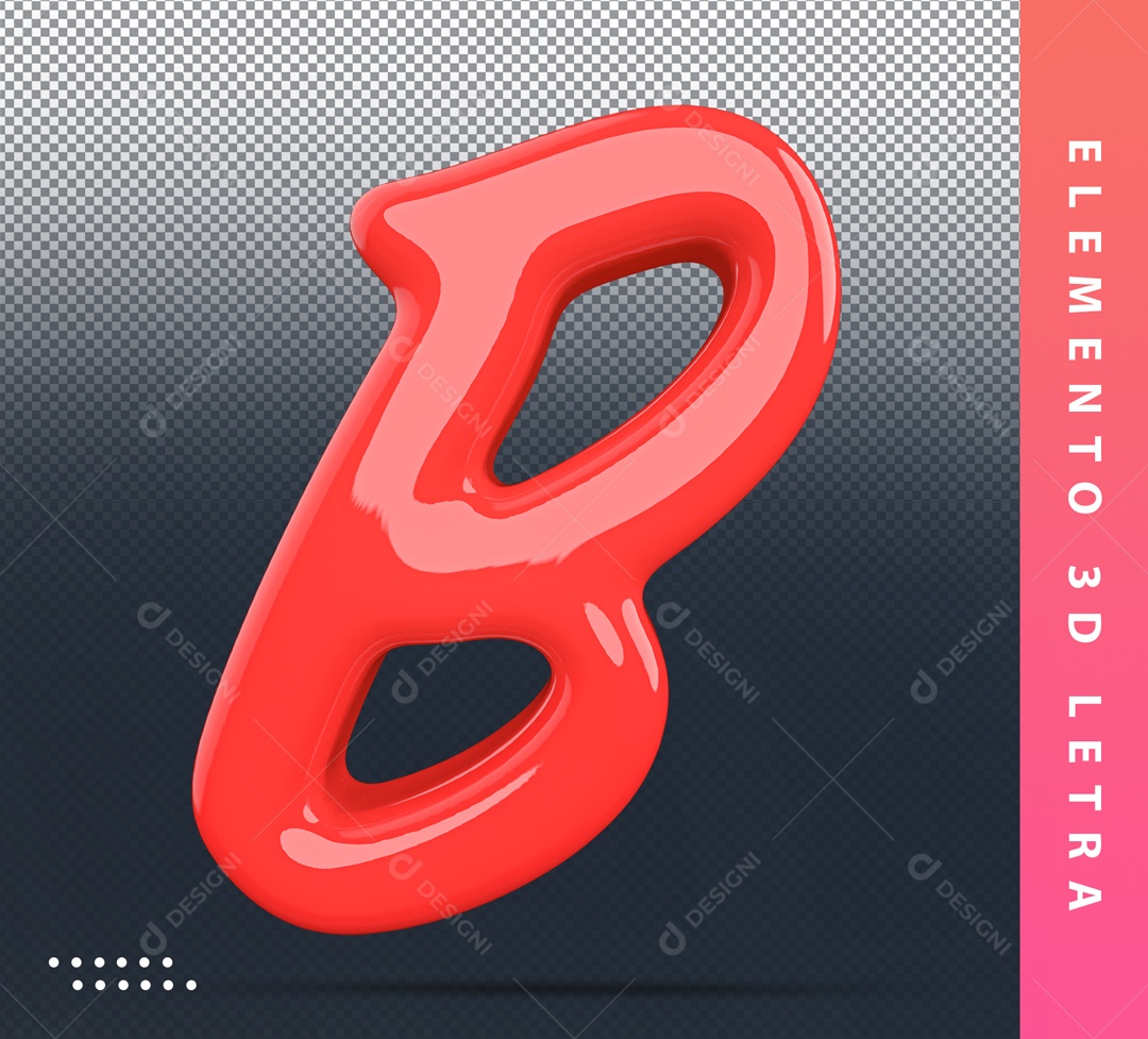 Elemento 3D De Letra B Vermelho Alfabeto Para Composição PSD