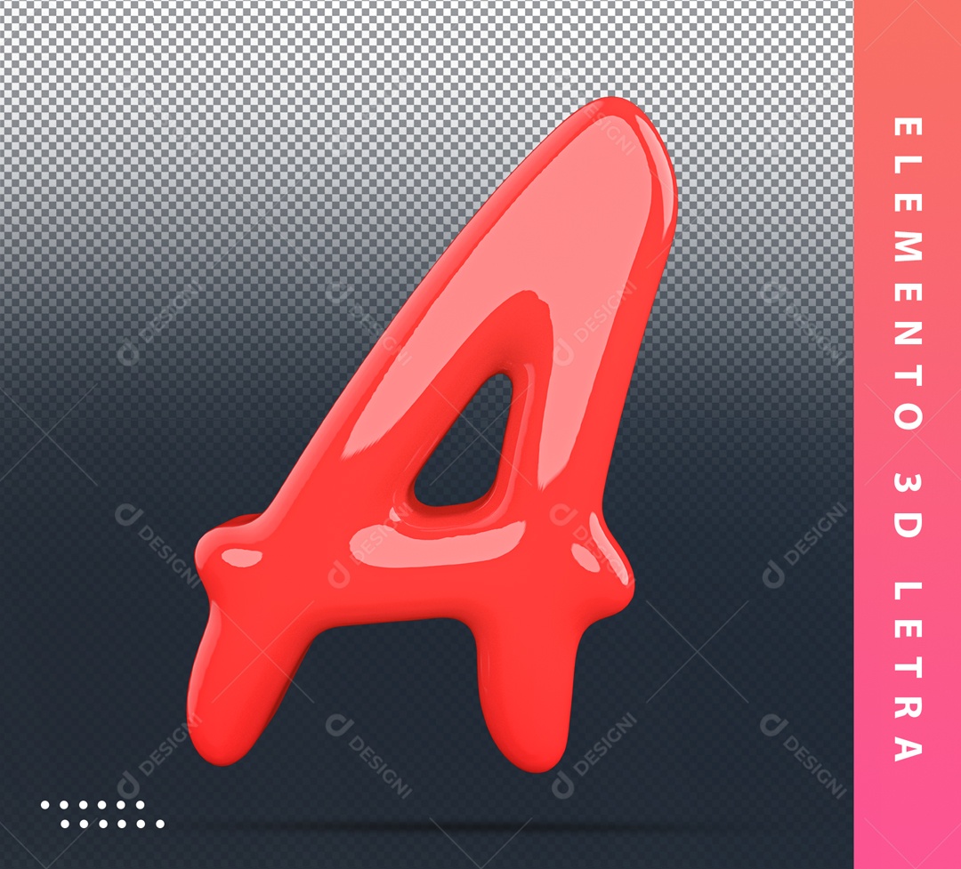 Elemento 3D De Letra A Vermelho Alfabeto Para Composição PSD