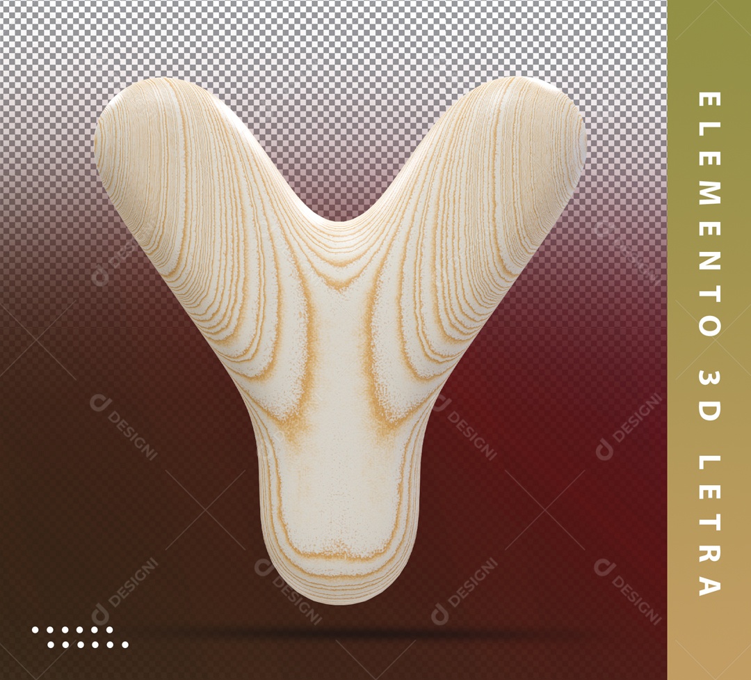 Detailed Brown Letter Y 3D Element For PSD Composition