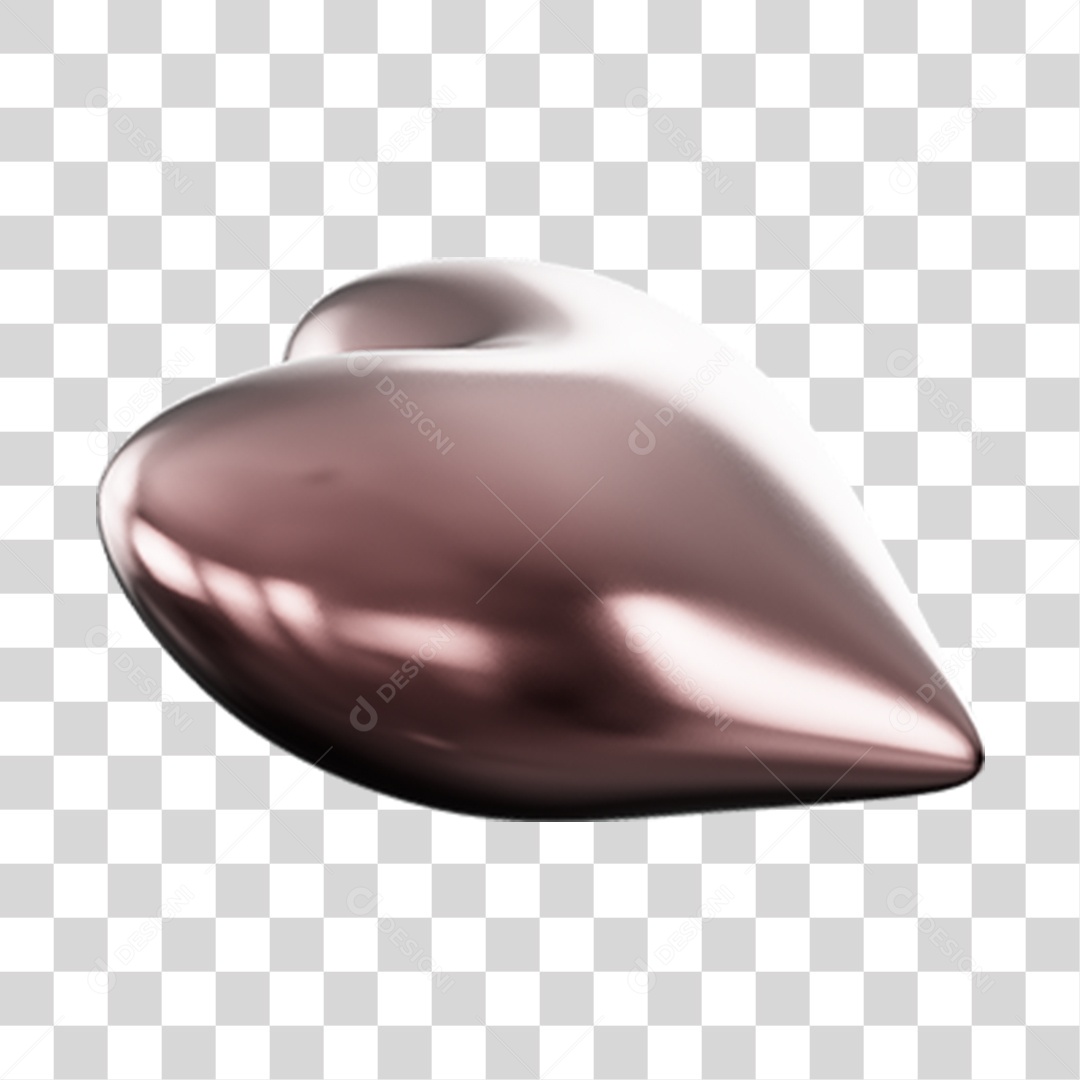 Elemento 3D de coração cromado PNG Transparente