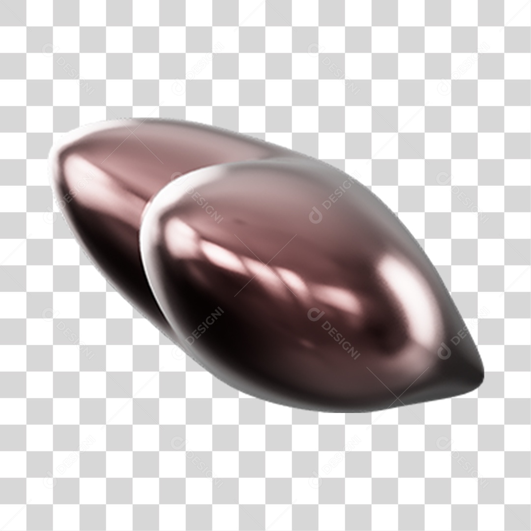 Elemento 3D de coração cromado PNG Transparente