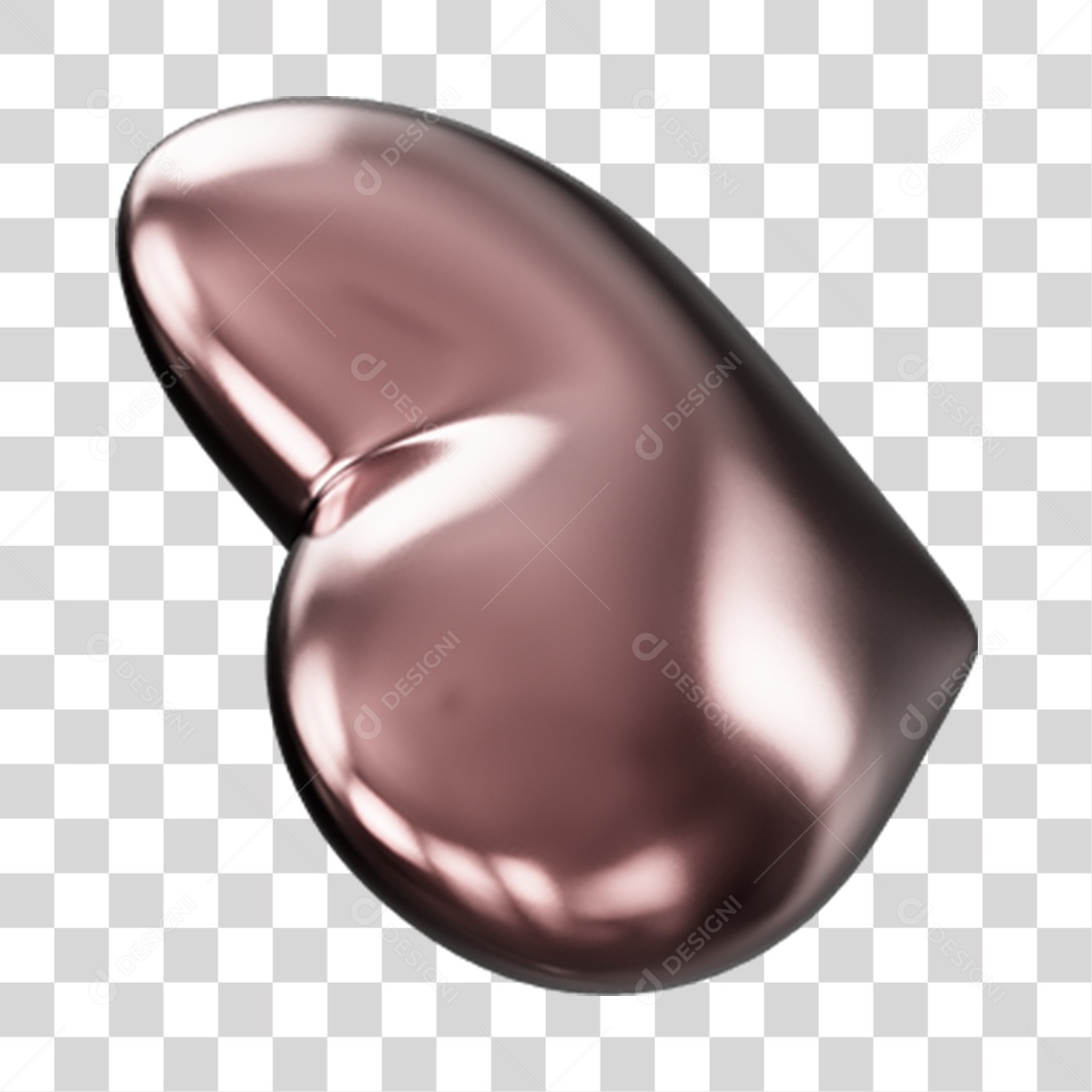Elemento 3D de coração cromado PNG Transparente