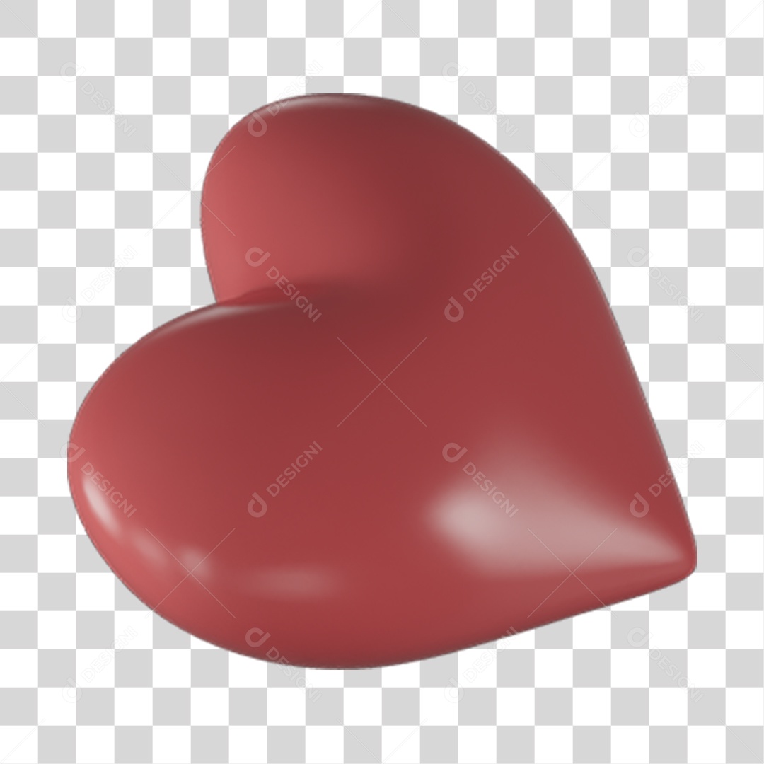 Elemento 3D de coração vermelho PNG Transparente
