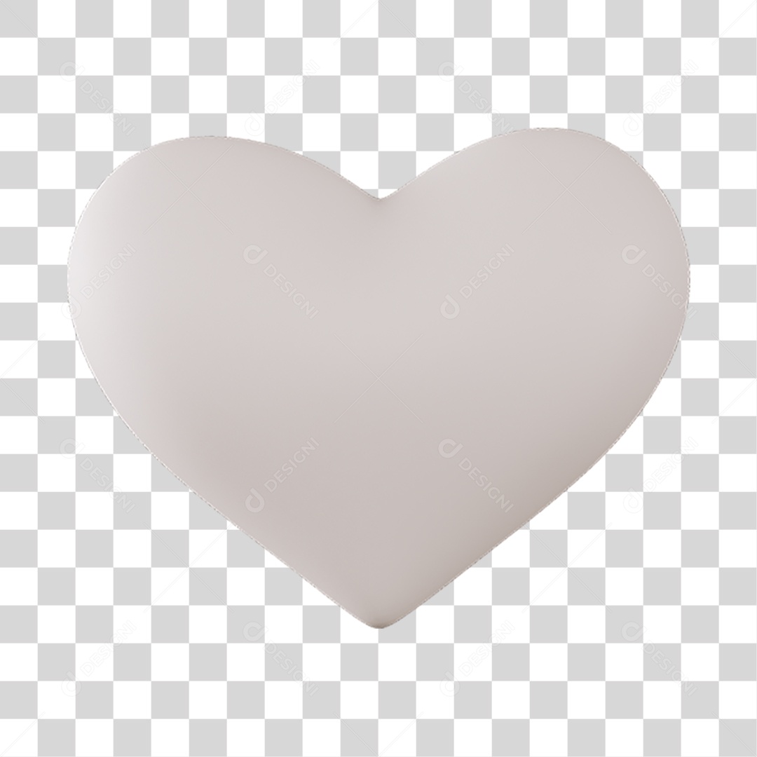 Elemento 3D de coração branco PNG Transparente
