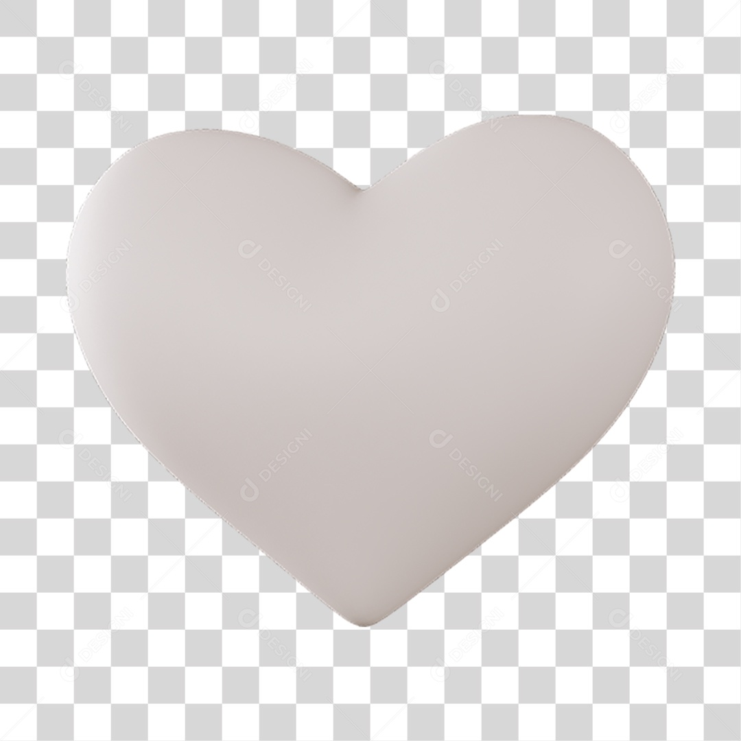 Elemento 3D de coração branco PNG Transparente
