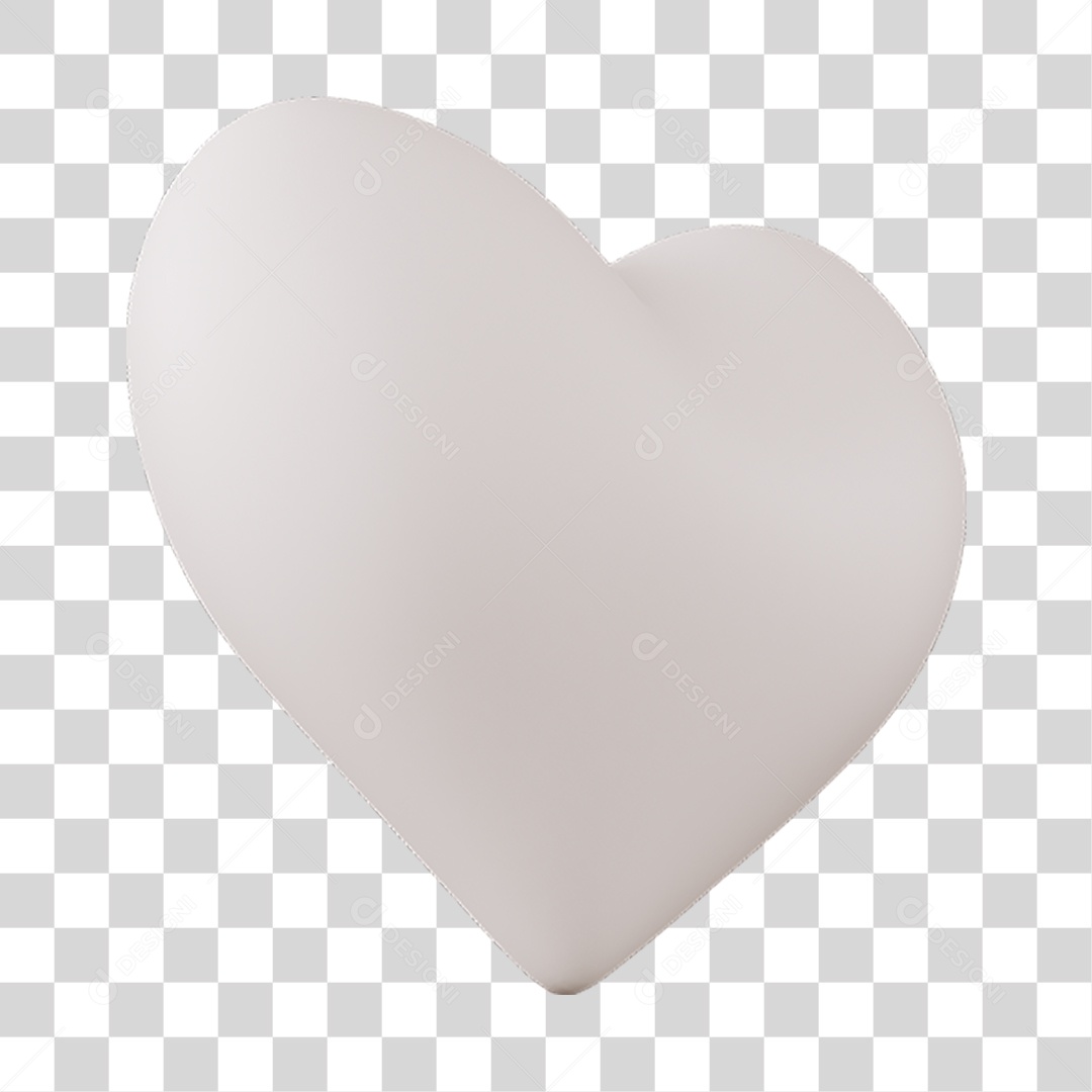 Elemento 3D de coração branco PNG Transparente