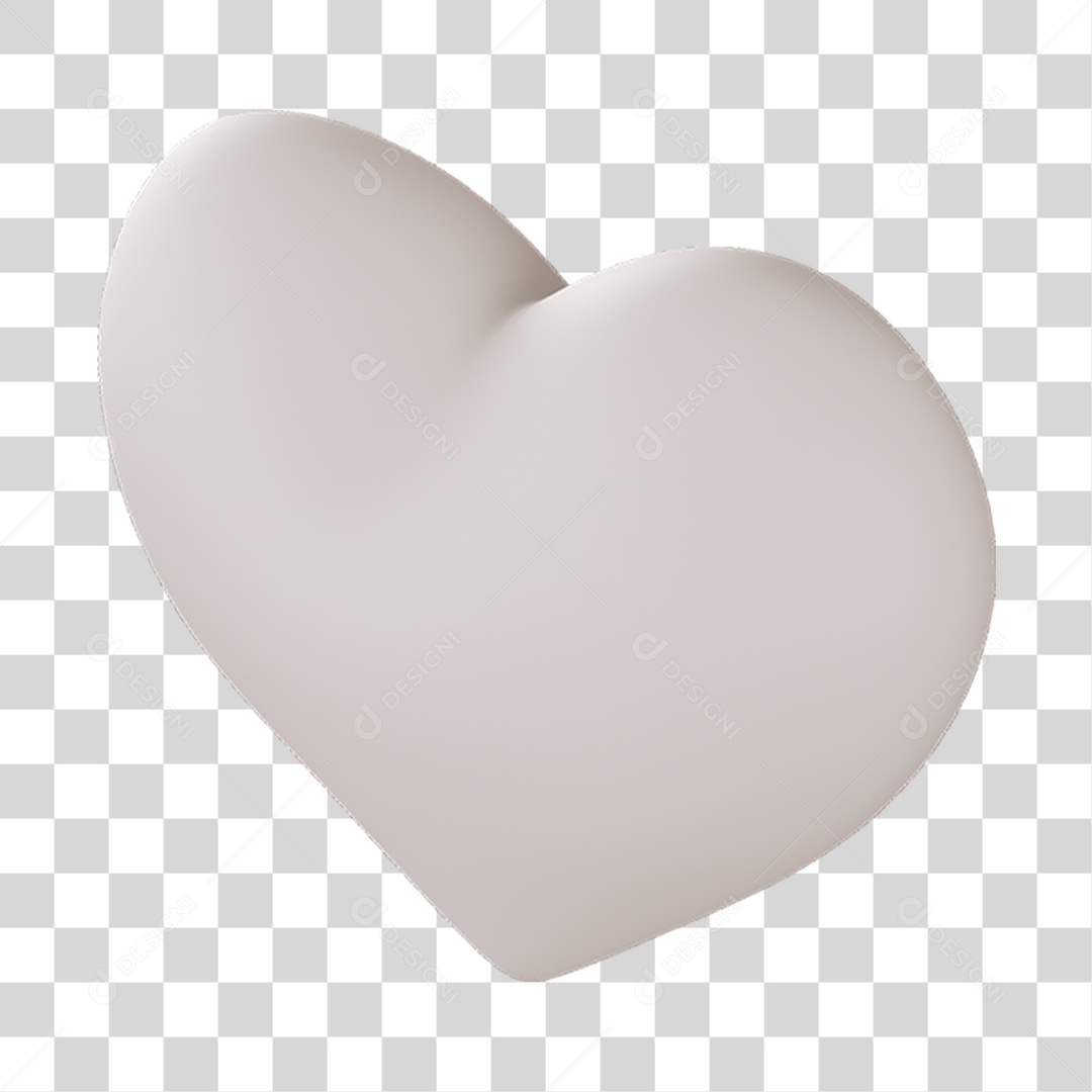 Elemento 3D de coração branco PNG Transparente