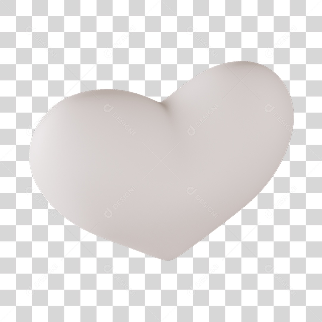 Elemento 3D de coração branco PNG Transparente