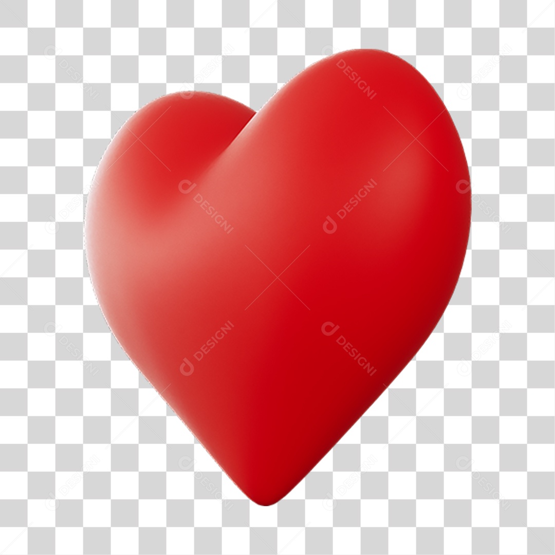 Elemento 3D de coração vermelho PNG Transparente