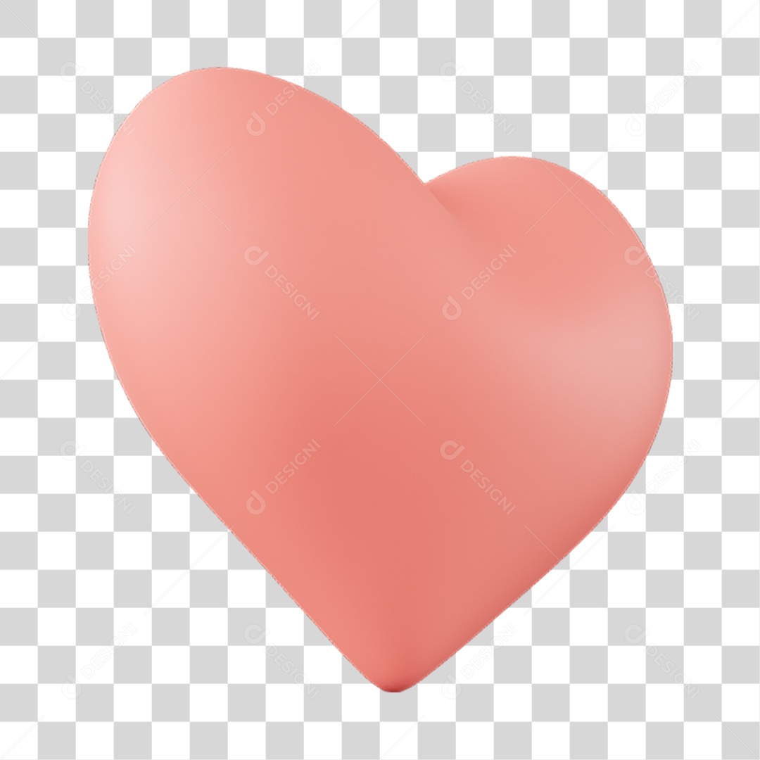Elemento 3D de coração rosa PNG Transparente