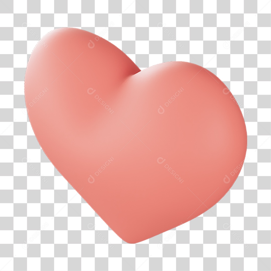 Elemento 3D de coração rosa PNG Transparente