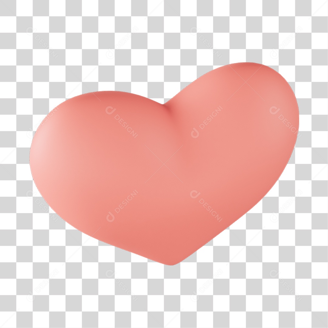 Elemento 3D de coração rosa PNG Transparente