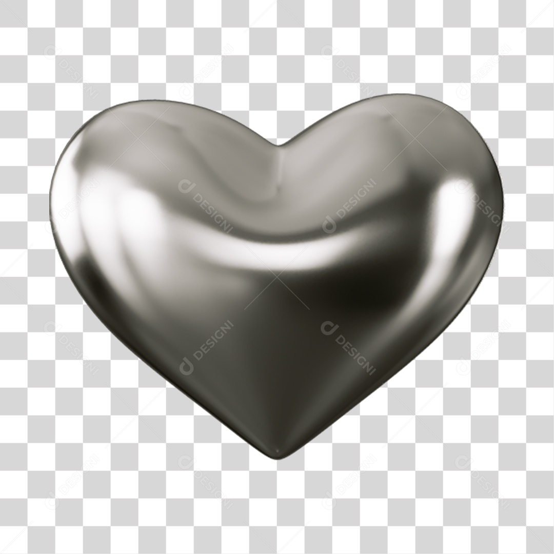 Elemento 3D de coração cromado PNG Transparente