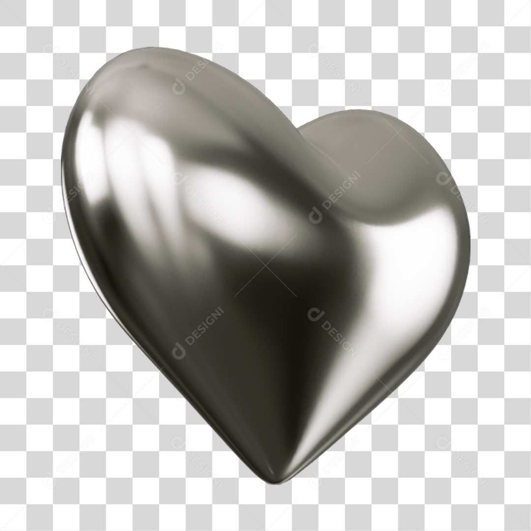 Elemento 3D de coração cromado PNG Transparente