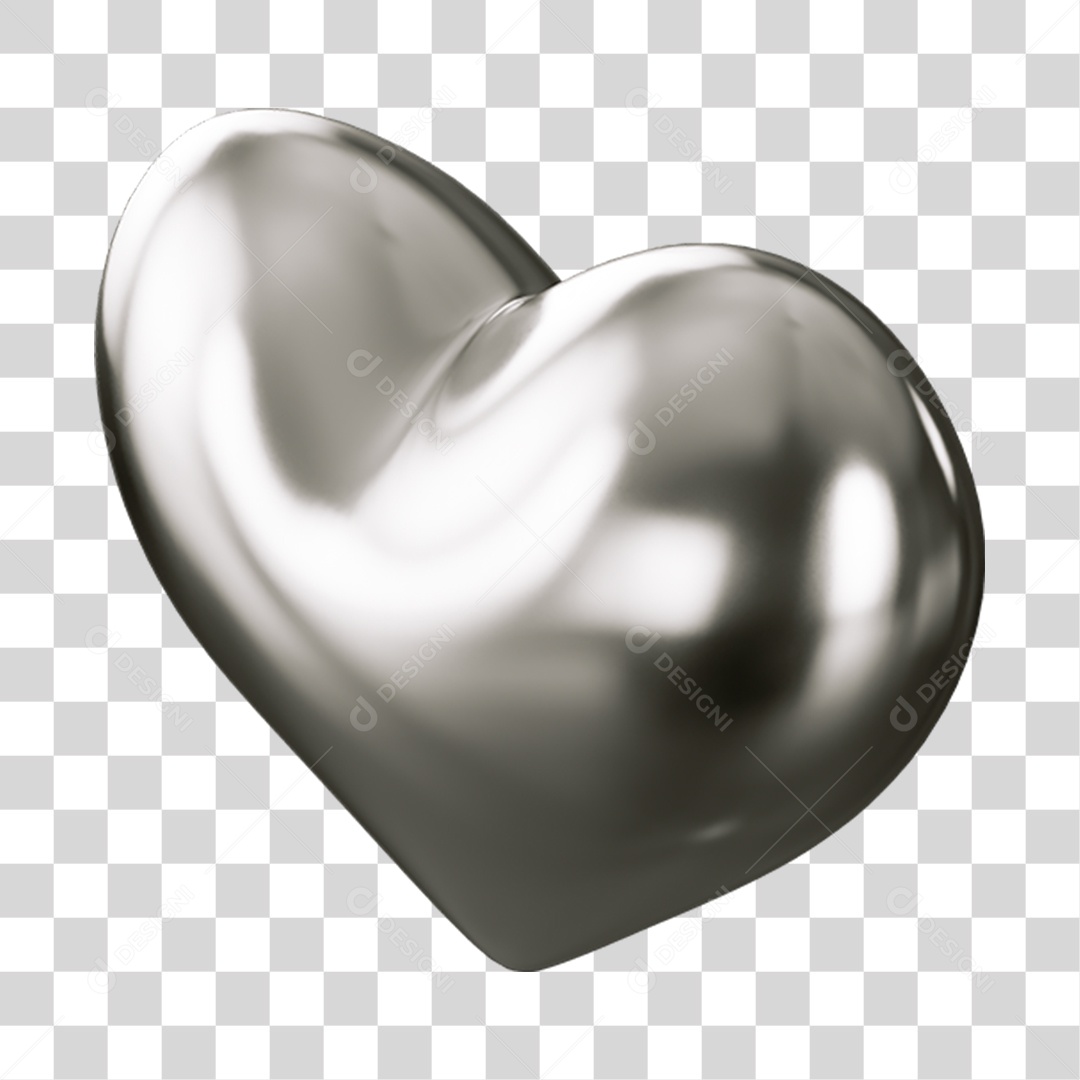 Elemento 3D de coração cromado PNG Transparente
