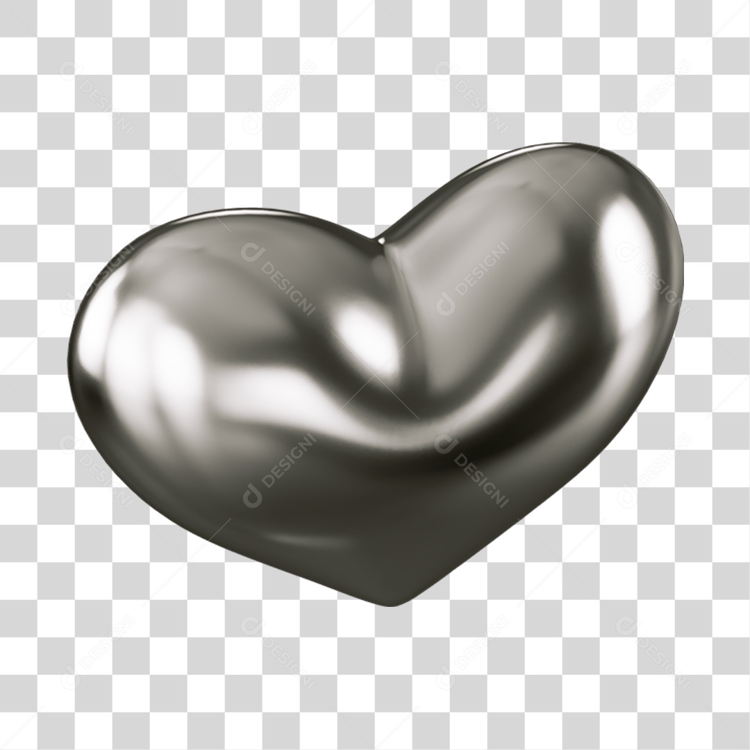 Elemento 3D de coração cromado PNG Transparente