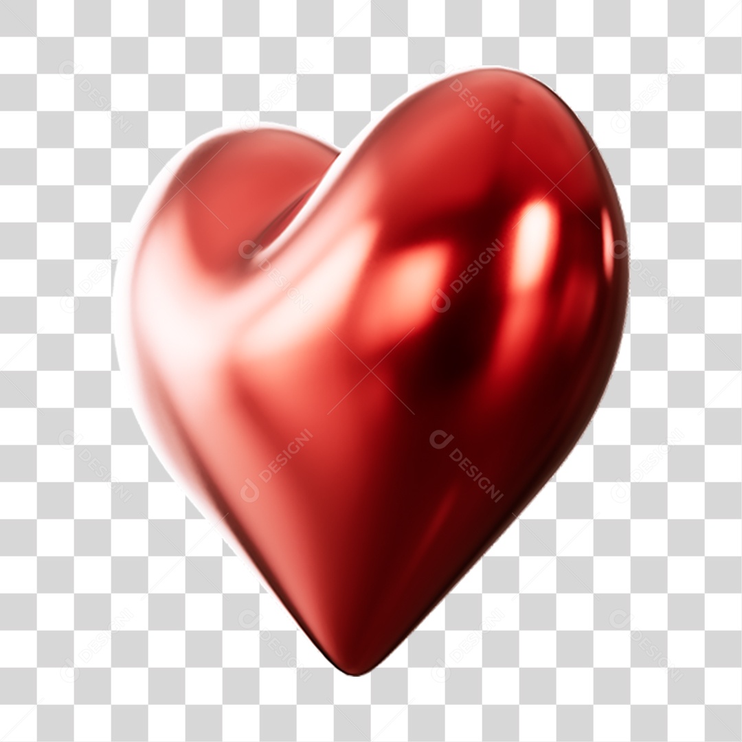 Elemento 3D de coração vermelho PNG Transparente