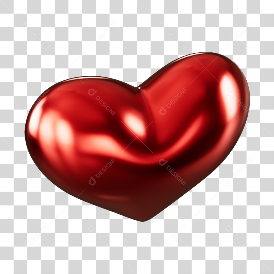 Elemento 3D de coração vermelho PNG Transparente