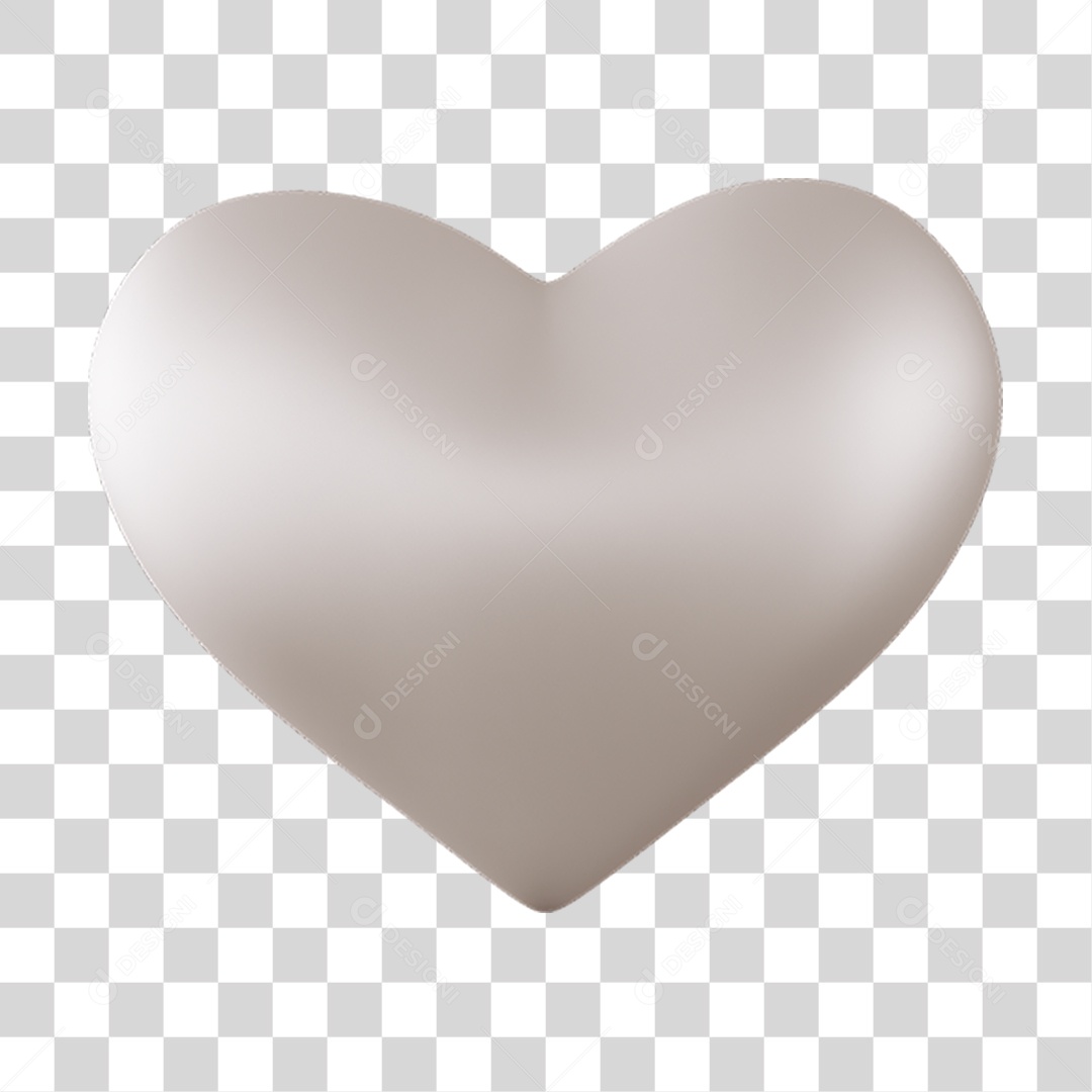 Elemento 3D de coração branco PNG Transparente