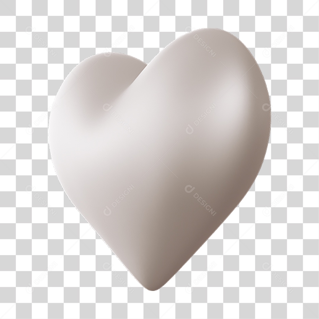Elemento 3D de coração branco PNG Transparente