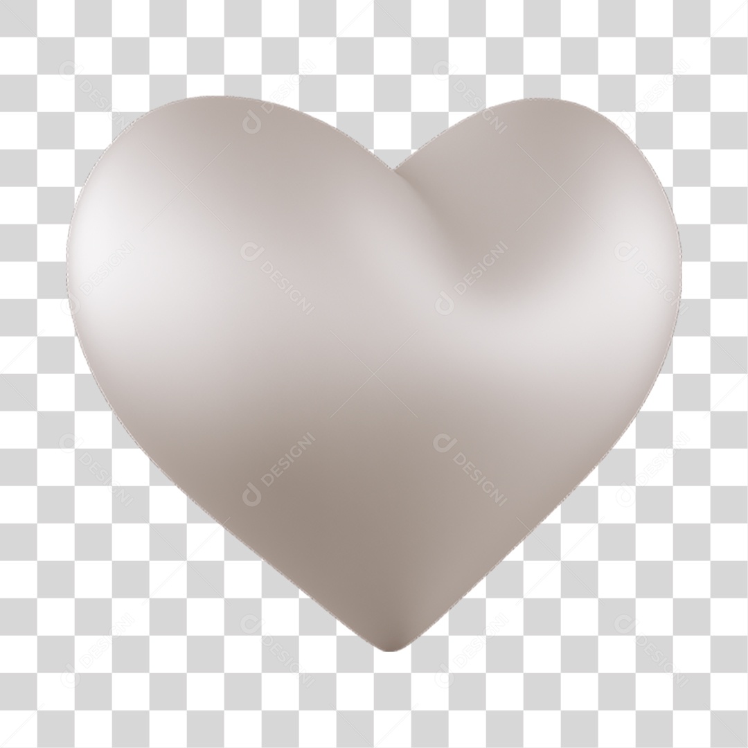 Elemento 3D de coração branco PNG Transparente