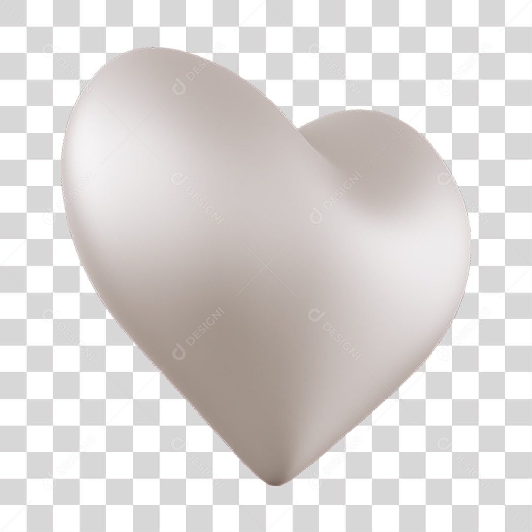 Elemento 3D de coração branco PNG Transparente