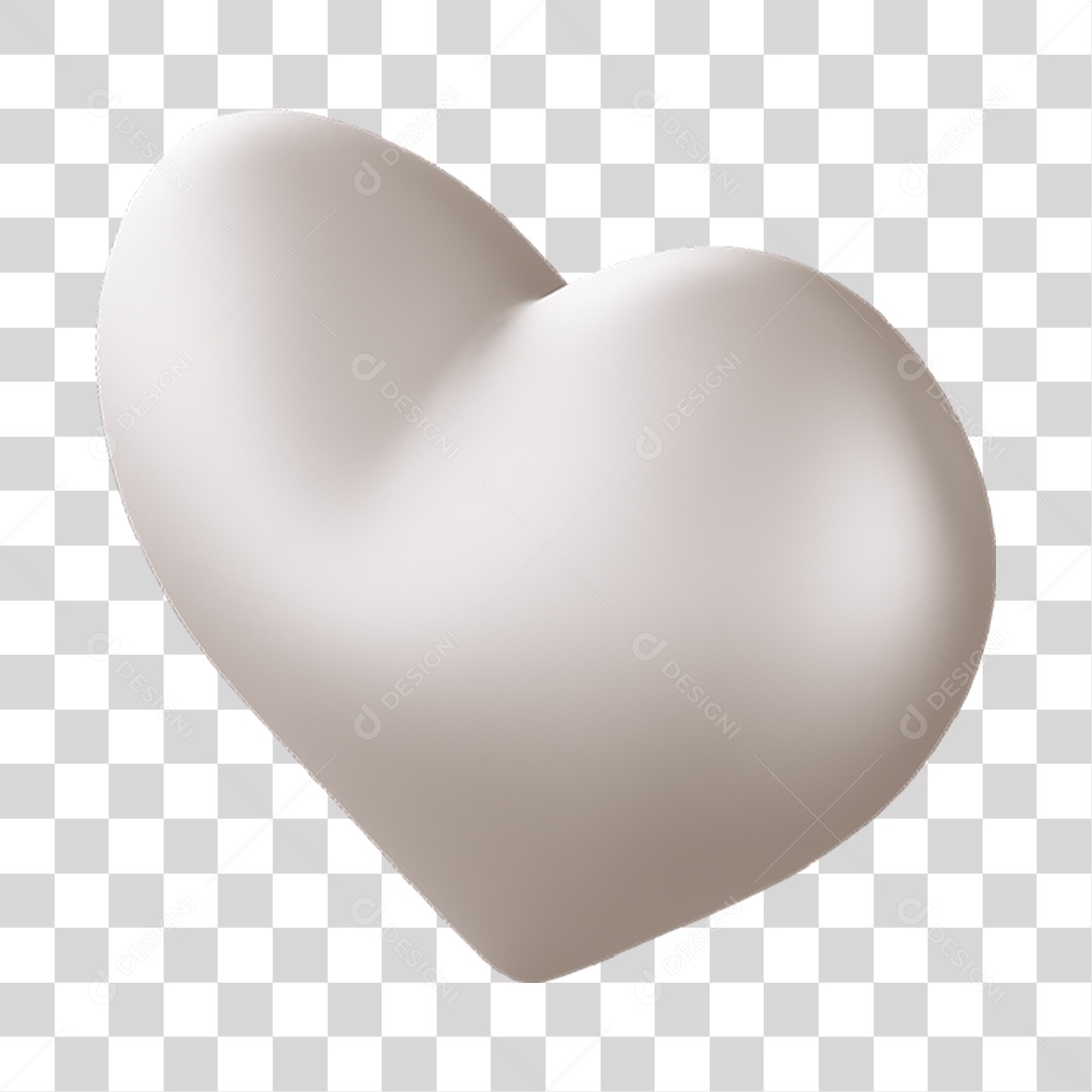 Elemento 3D de coração branco PNG Transparente