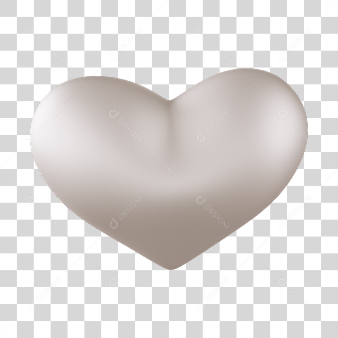 Elemento 3D de coração branco PNG Transparente