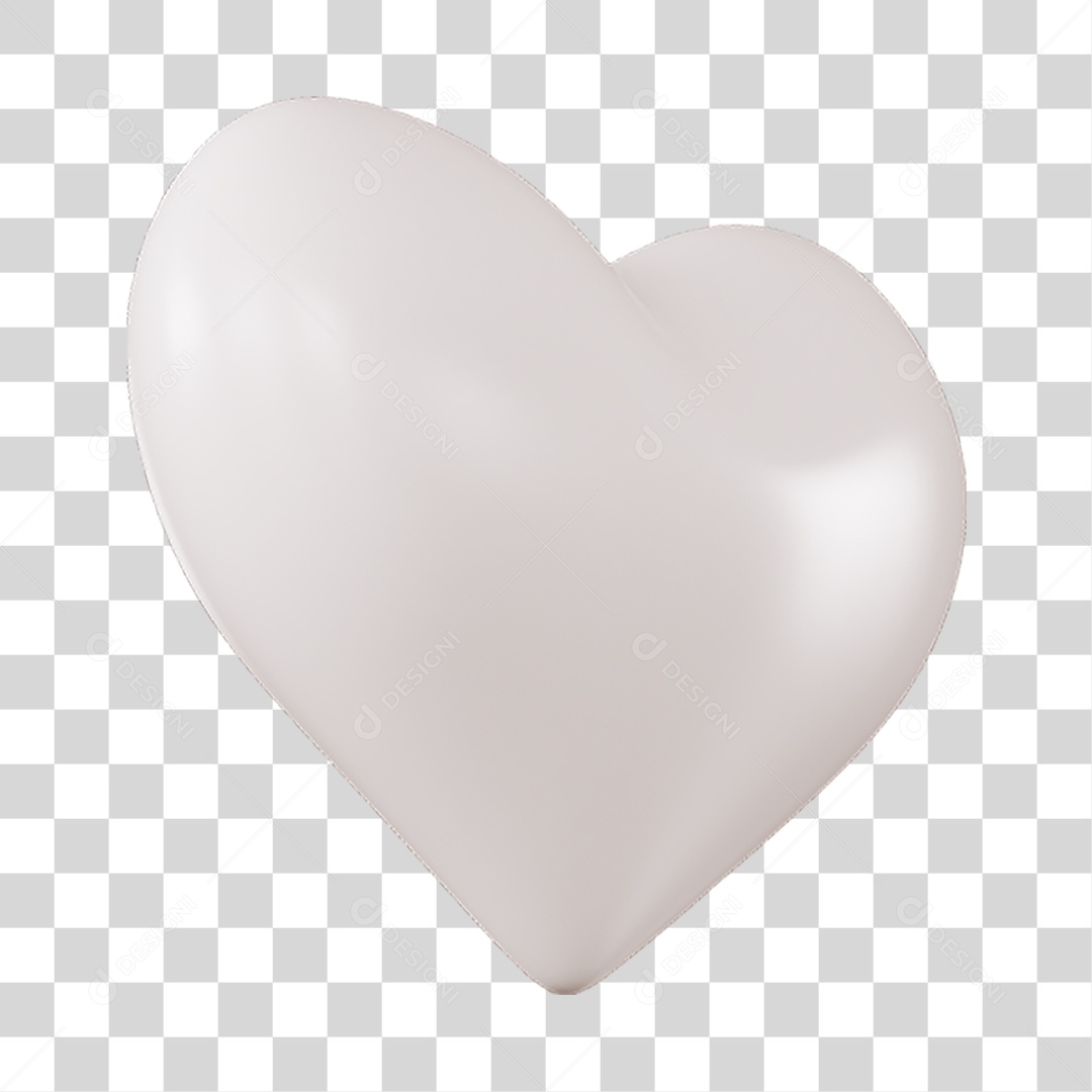 Elemento 3D de coração branco PNG Transparente