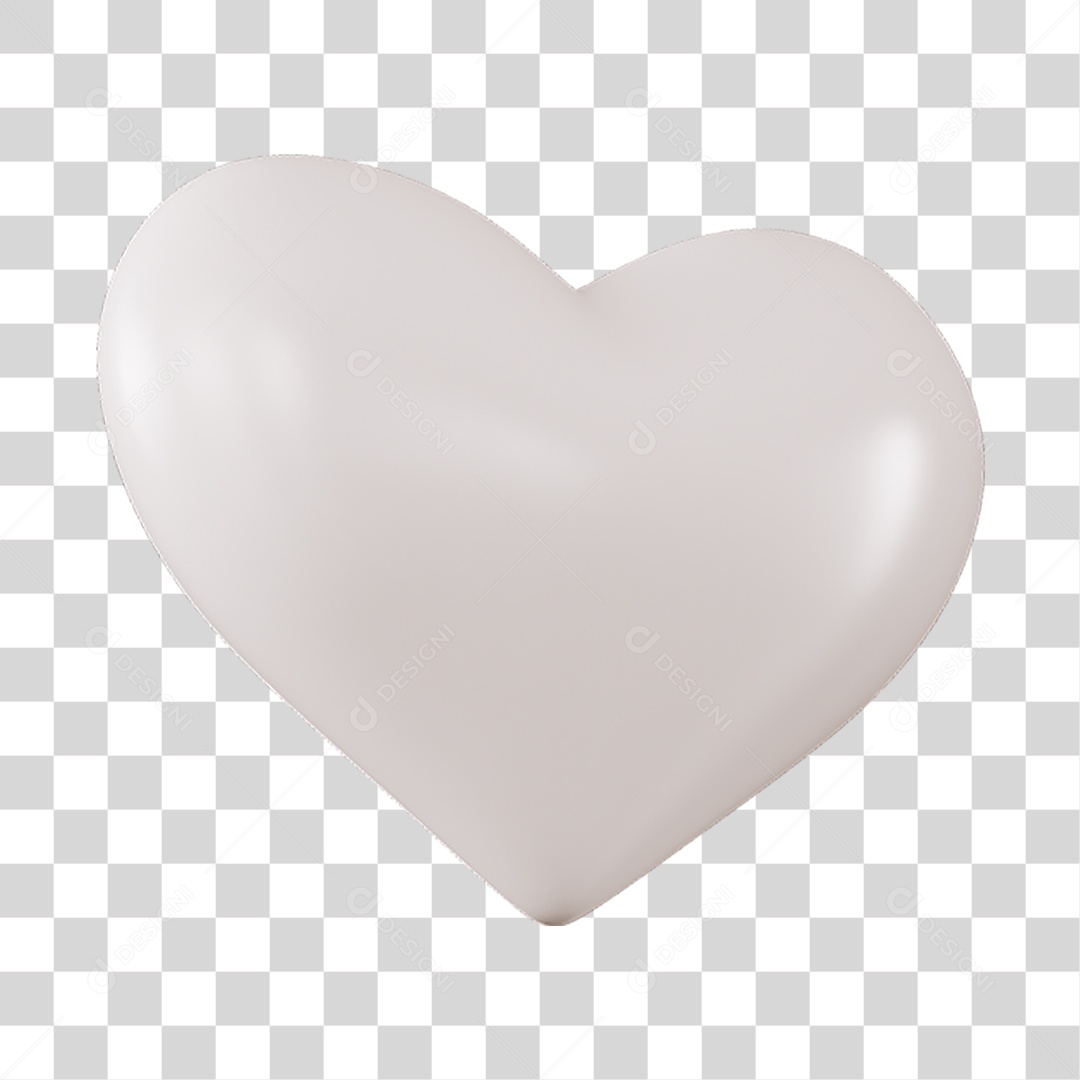Elemento 3D de coração branco PNG Transparente