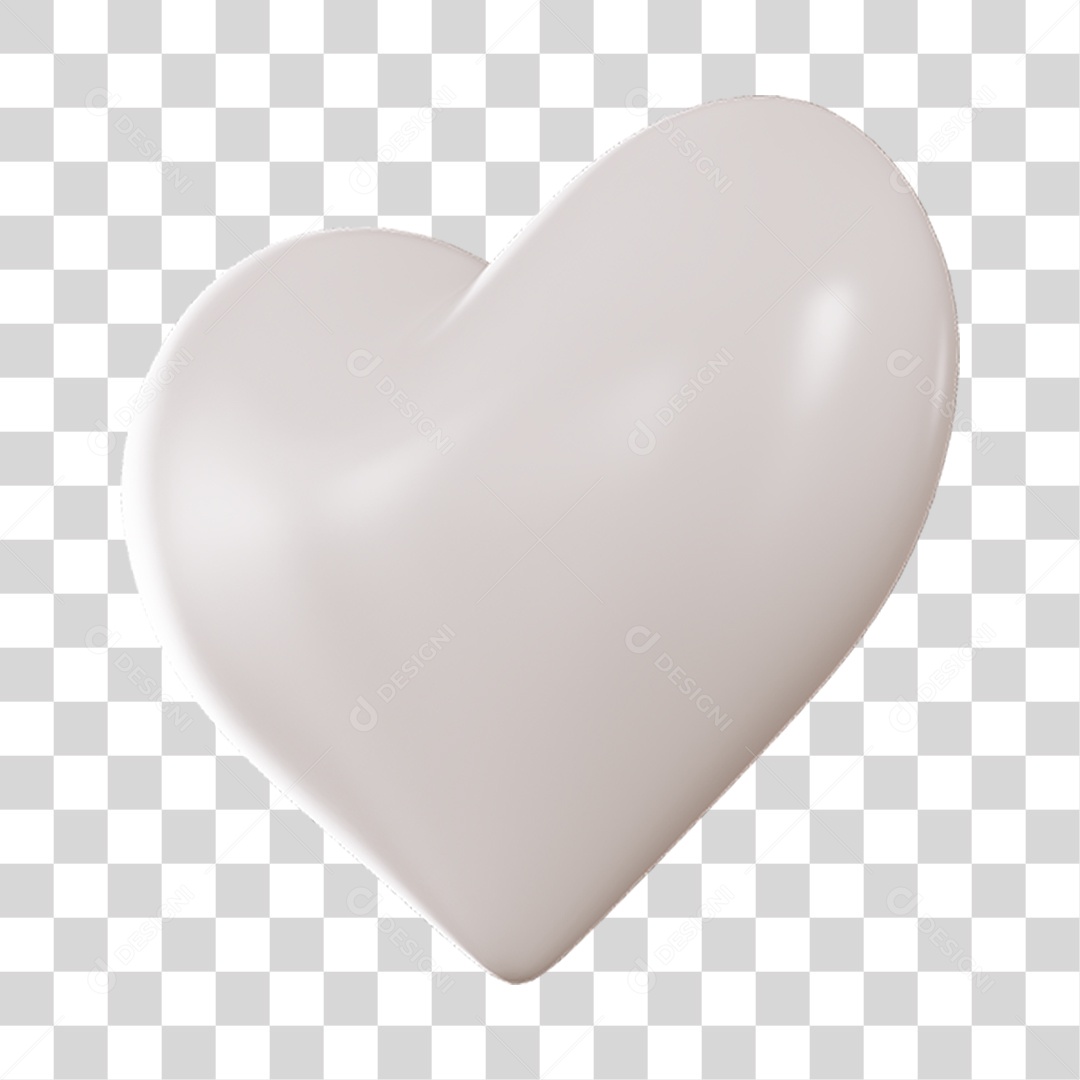 Elemento 3D de coração branco PNG Transparente