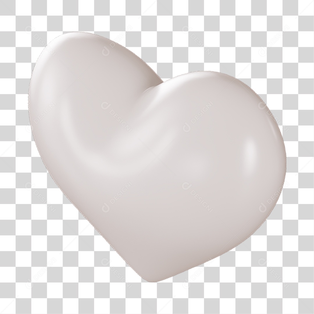 Elemento 3D de coração branco PNG Transparente