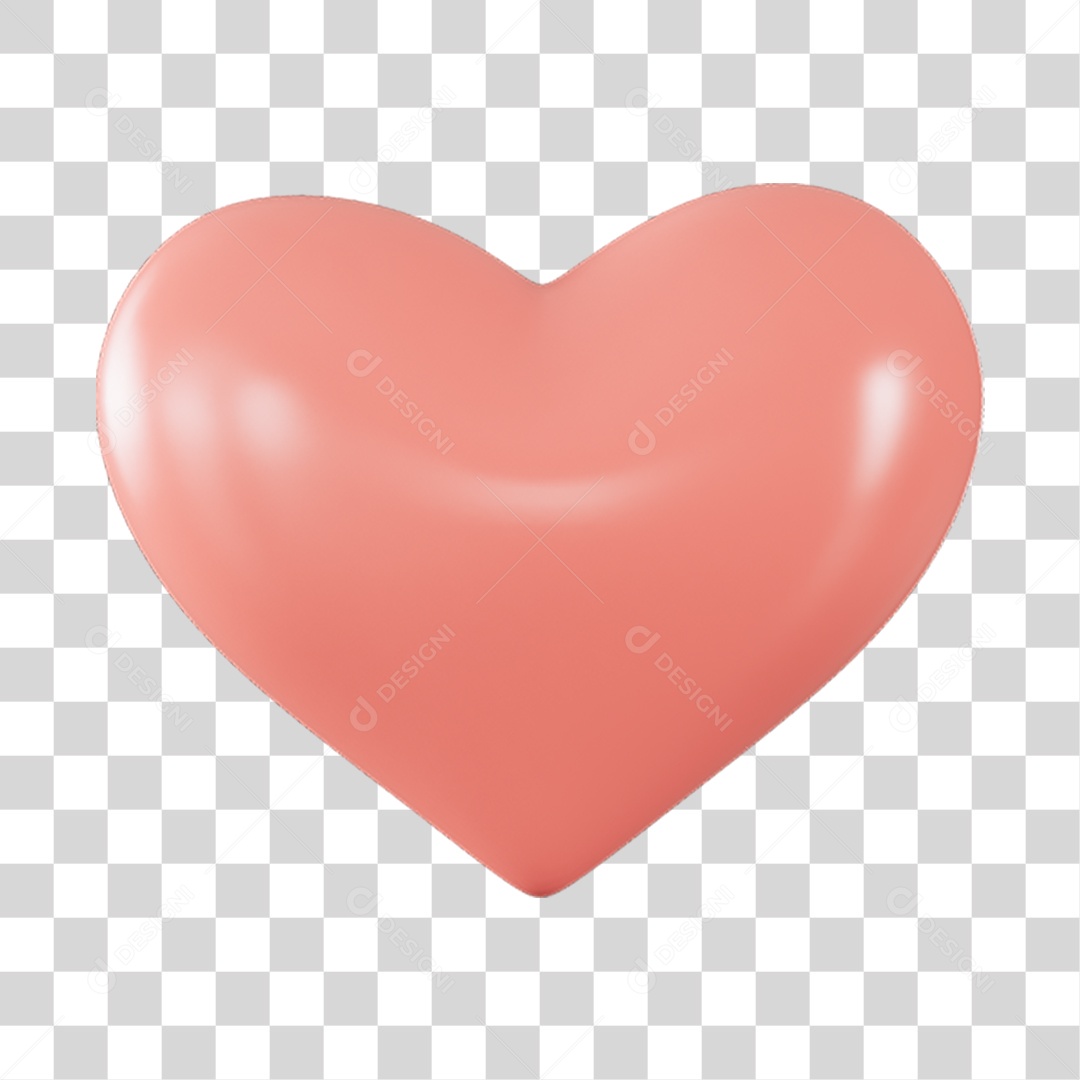 Elemento 3D de coração rosa PNG Transparente
