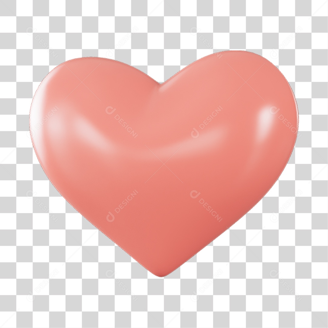 Elemento 3D de coração rosa PNG Transparente