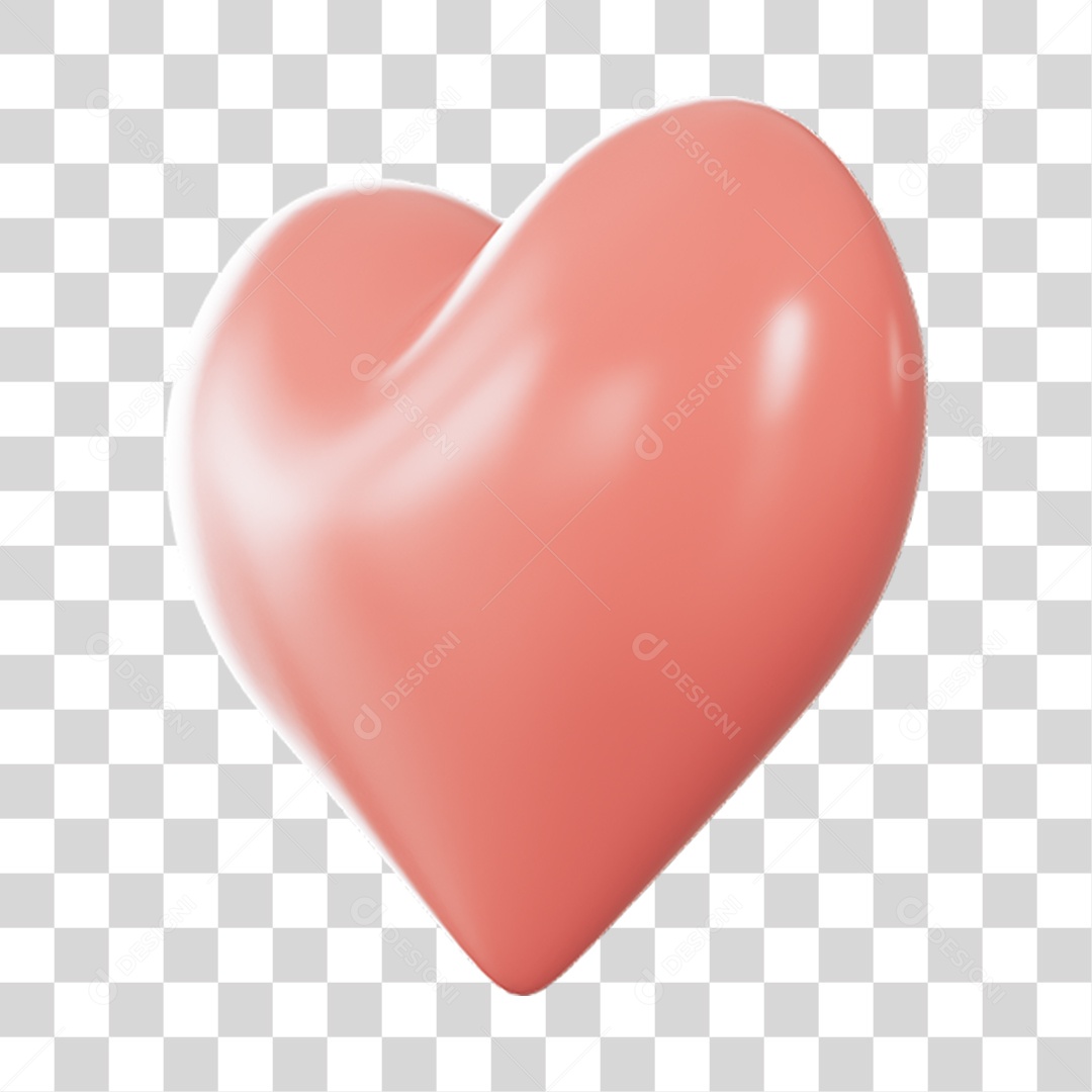 Elemento 3D de coração rosa PNG Transparente