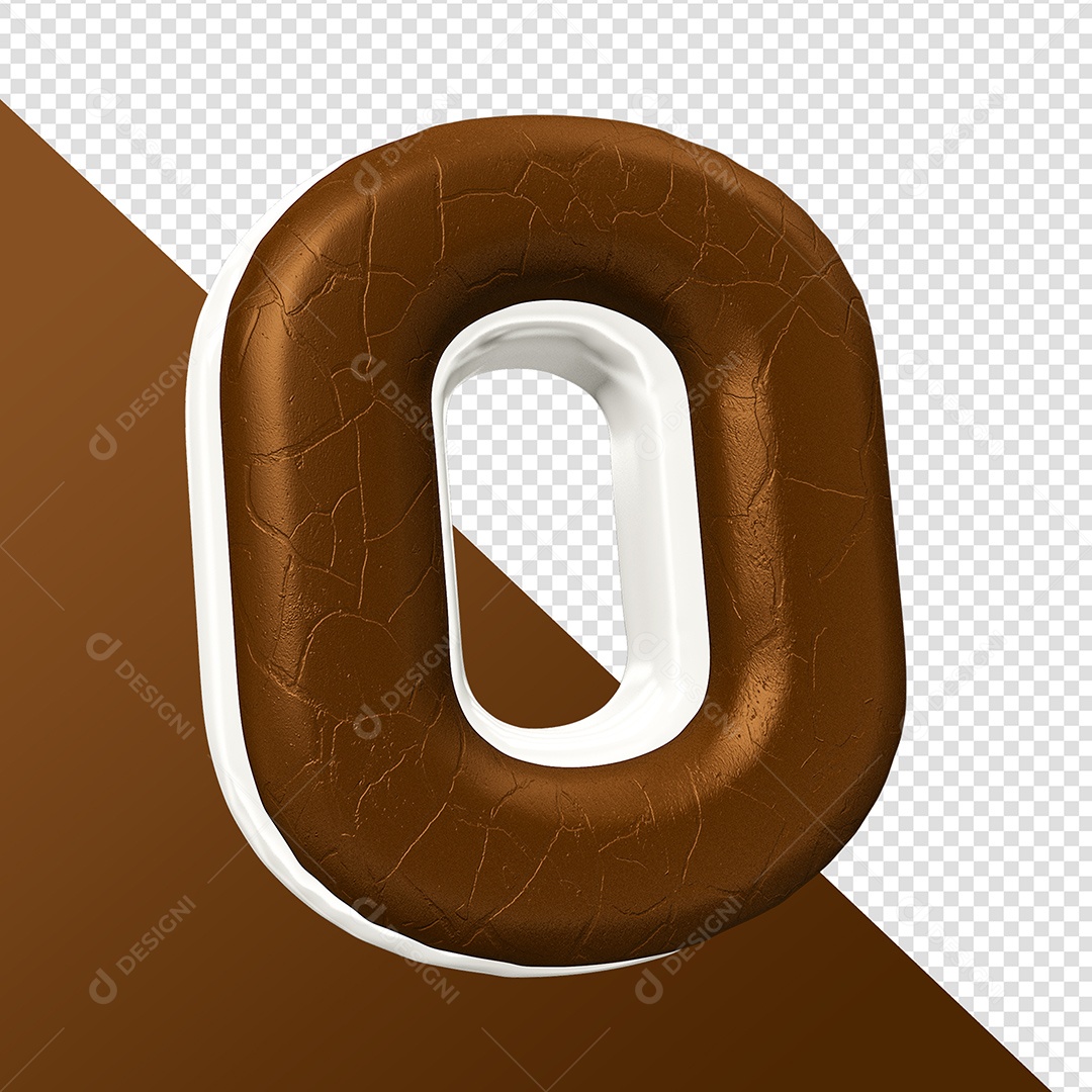 Letra O Feita Com Rosquinha De Chocolate Elemento 3D Para Composição PSD