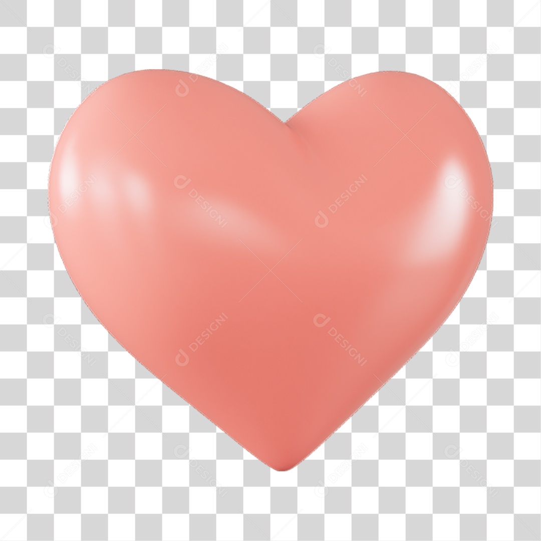 Elemento 3D de coração rosa PNG Transparente