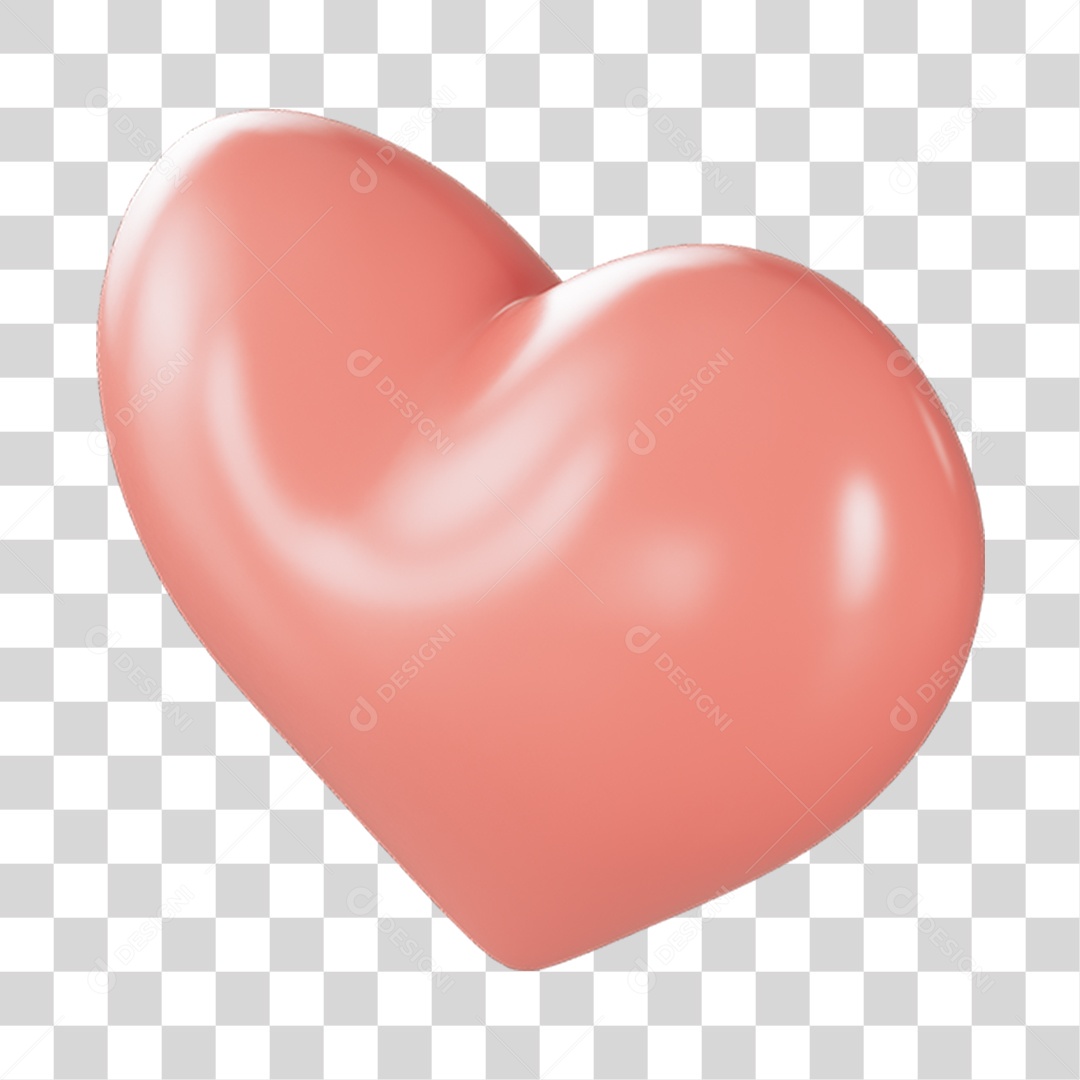 Elemento 3D de coração rosa PNG Transparente